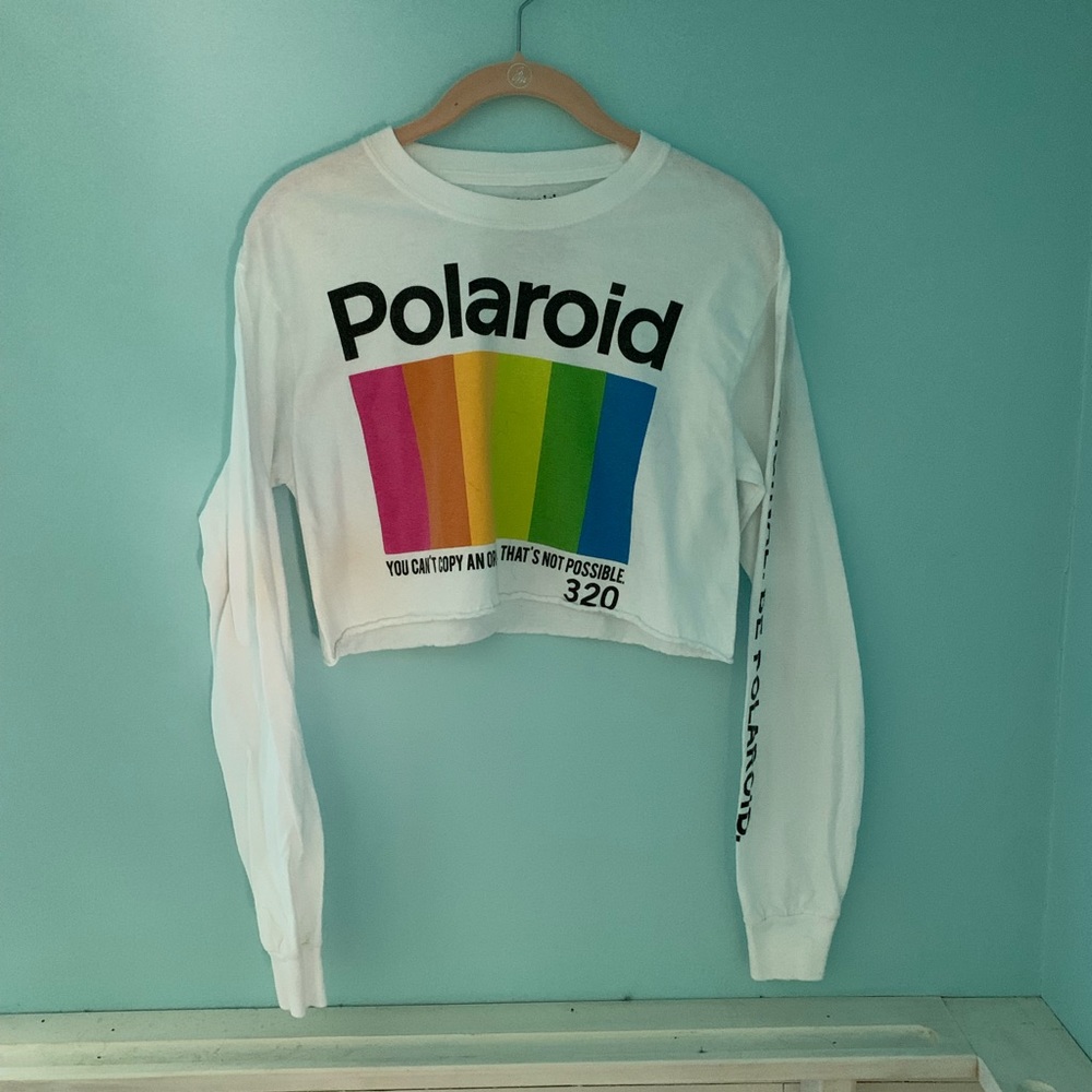 Long Sleeve Cropped Polaroid T-Shirt